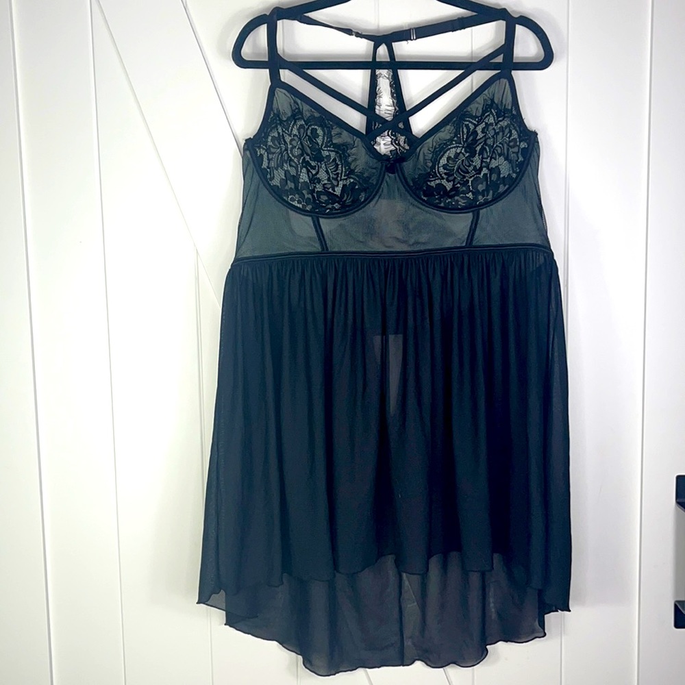 Torrid strappy bust support sheer lace chemise
